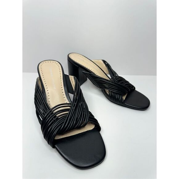 Adrienne Vittadini Sandals Size 7 Black‎ Slip On Open Toe Block Heel Mules - Picture 3 of 10